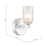 Dar Hilaria Bathroom Wall Light Polished Chrome and Ribbed Glass IP44
