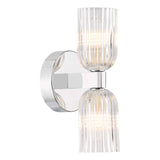 Dar Hilaria 2 Light Bathroom Wall Light Polished Chrome and Ribbed Glass IP44