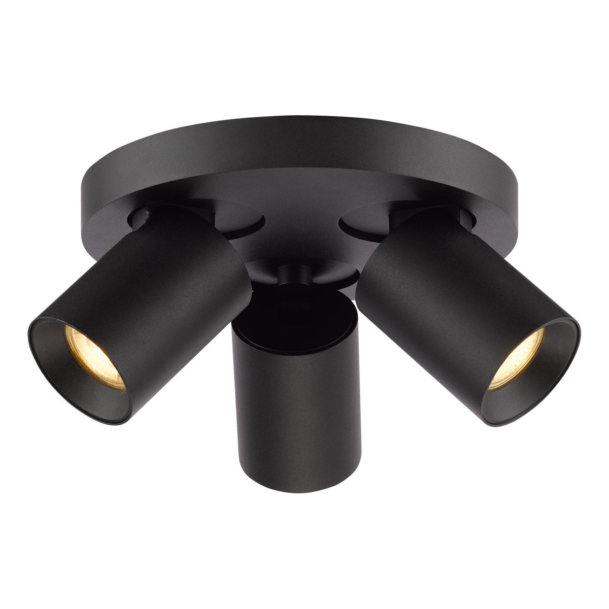 Dar Hiro 3 Light Plate Spotlight Matt Black