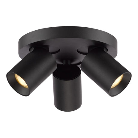 Dar Hiro 3 Light Plate Spotlight Matt Black