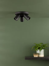 Dar Hiro 3 Light Plate Spotlight Matt Black
