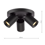 Dar Hiro 3 Light Plate Spotlight Matt Black
