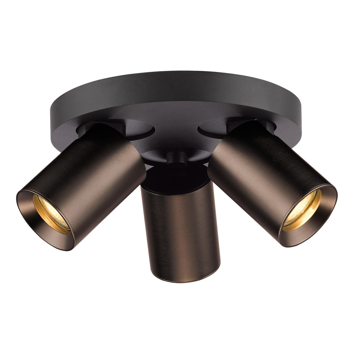 Dar Hiro 3 Light Plate Spotlight Satin Bronze and Matt Black