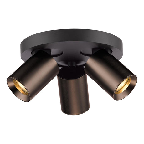 Dar Hiro 3 Light Plate Spotlight Satin Bronze and Matt Black