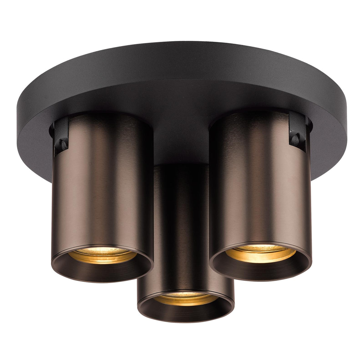 Dar Hiro 3 Light Plate Spotlight Satin Bronze and Matt Black