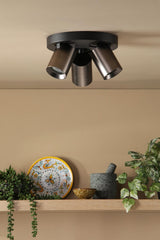 Dar Hiro 3 Light Plate Spotlight Satin Bronze and Matt Black