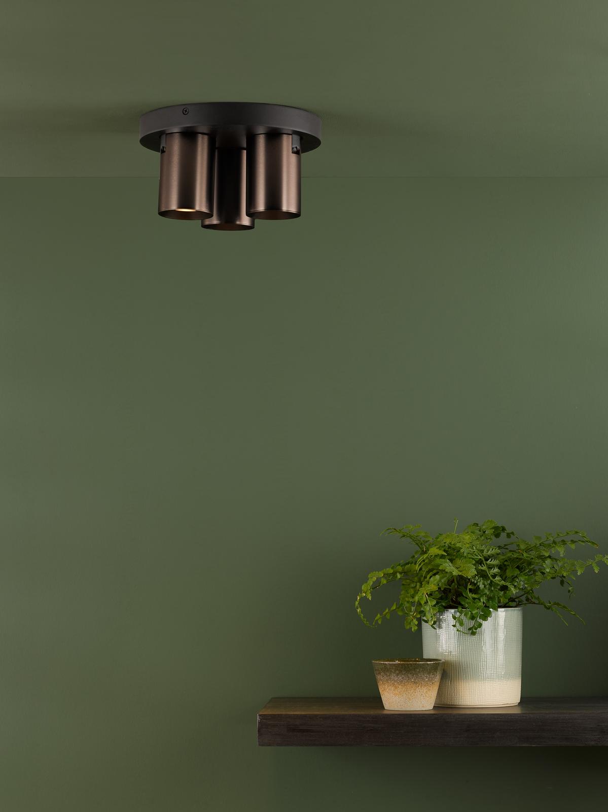 Dar Hiro 3 Light Plate Spotlight Satin Bronze and Matt Black