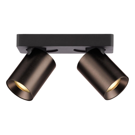 Dar Hiro 2 Light Bar Spotlight Satin Bronze and Matt Black