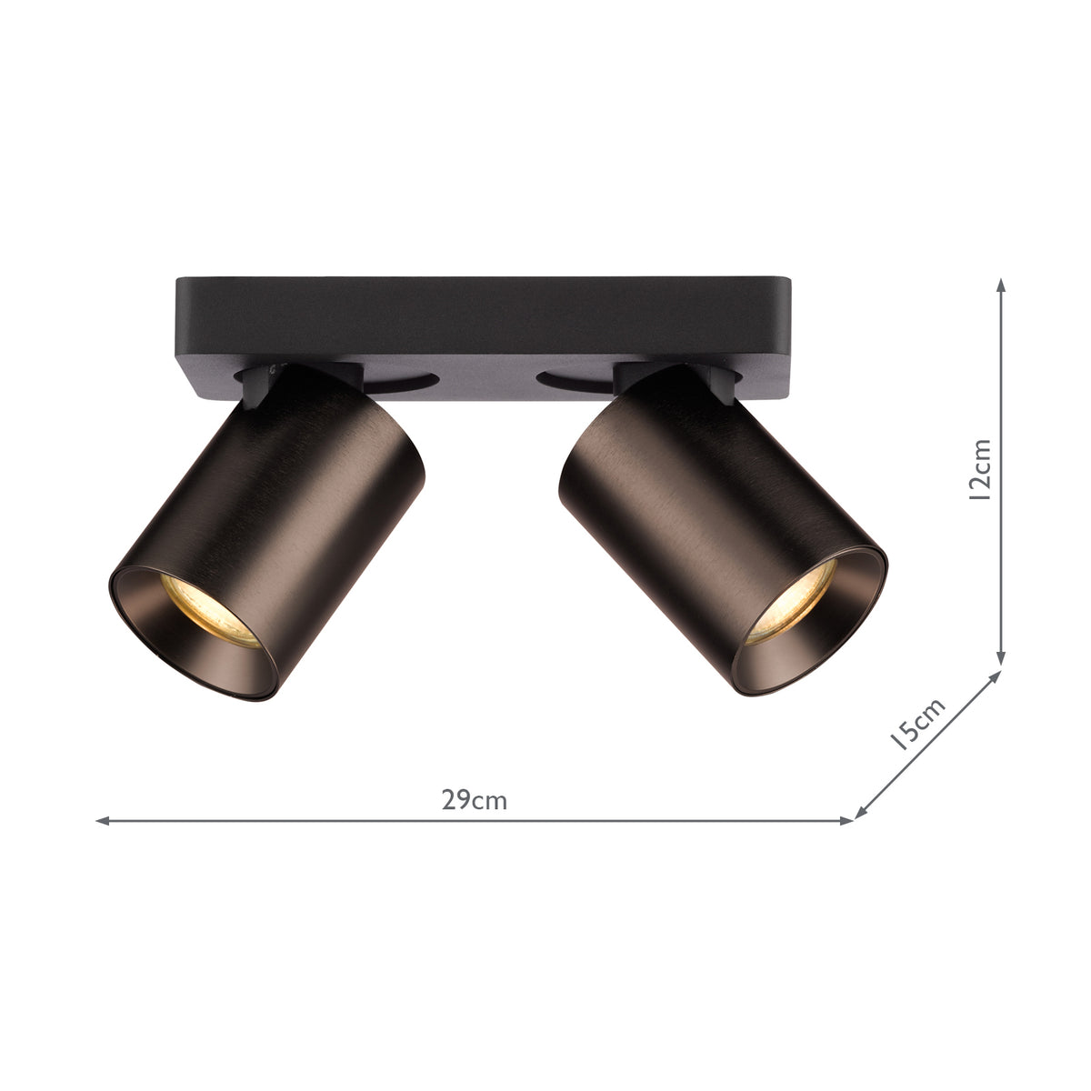 Dar Hiro 2 Light Bar Spotlight Satin Bronze and Matt Black