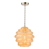 Dar Hive Pendant Antique Brass and Orange Art Glass
