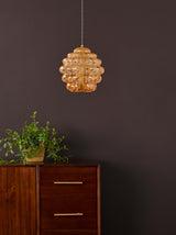 Dar Hive Pendant Antique Brass and Orange Art Glass