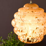 Dar Hive Pendant Antique Brass and Orange Art Glass