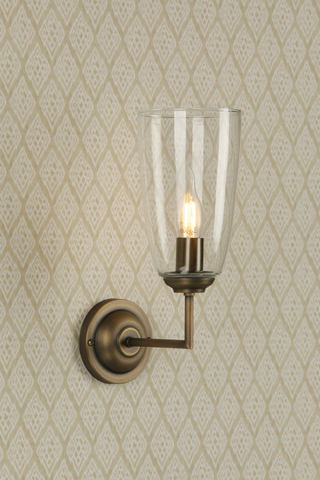David Hunt Houston Wall Light Antique Brass and Glass