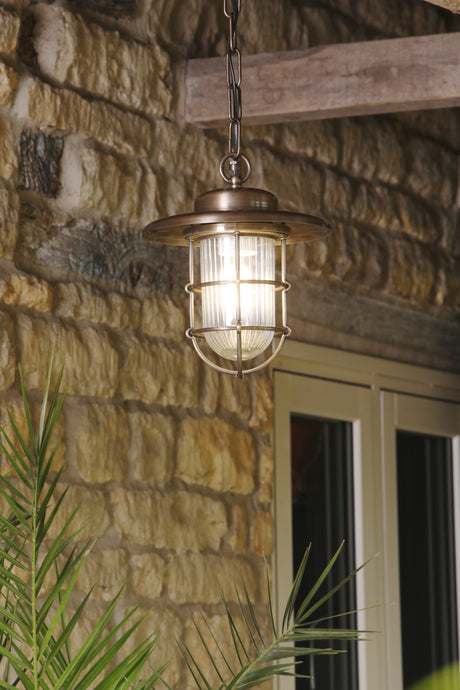 David Hunt Humber Outdoor Pendant Antique Brass IP44