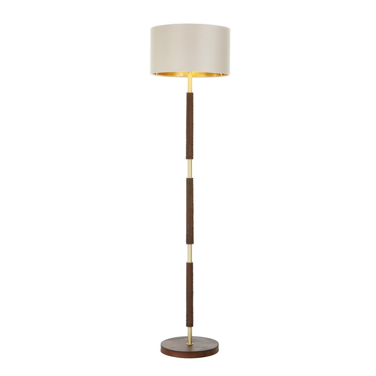 David Hunt Hunter Floor Lamp Butter Brass and Leather Effect Base Only