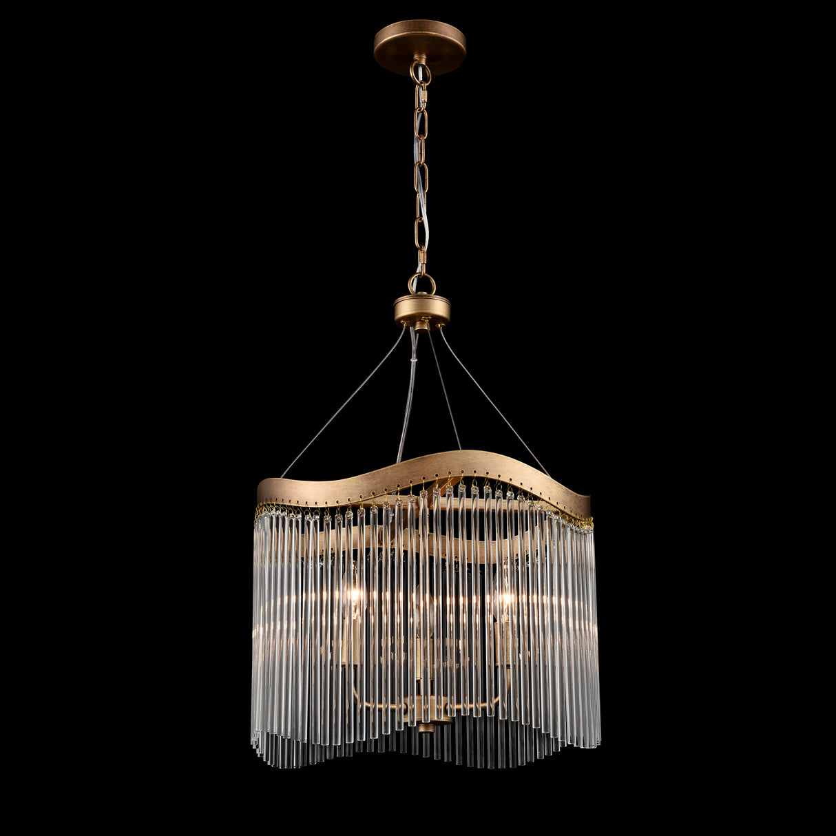 Franklite Harp 3lt Pendant Chandelier in Aged Brass