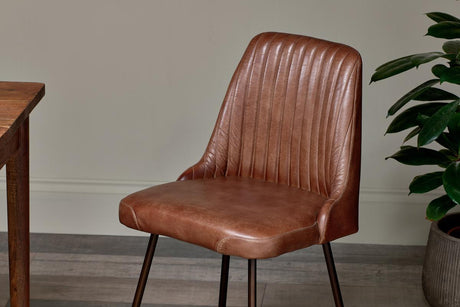 Nkuku Harsha Leather Dining Chair Chocolate Brown