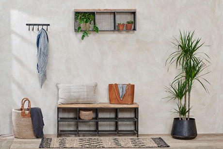 Nkuku Hasa Industrial Storage Bench Iron & Mango Wood