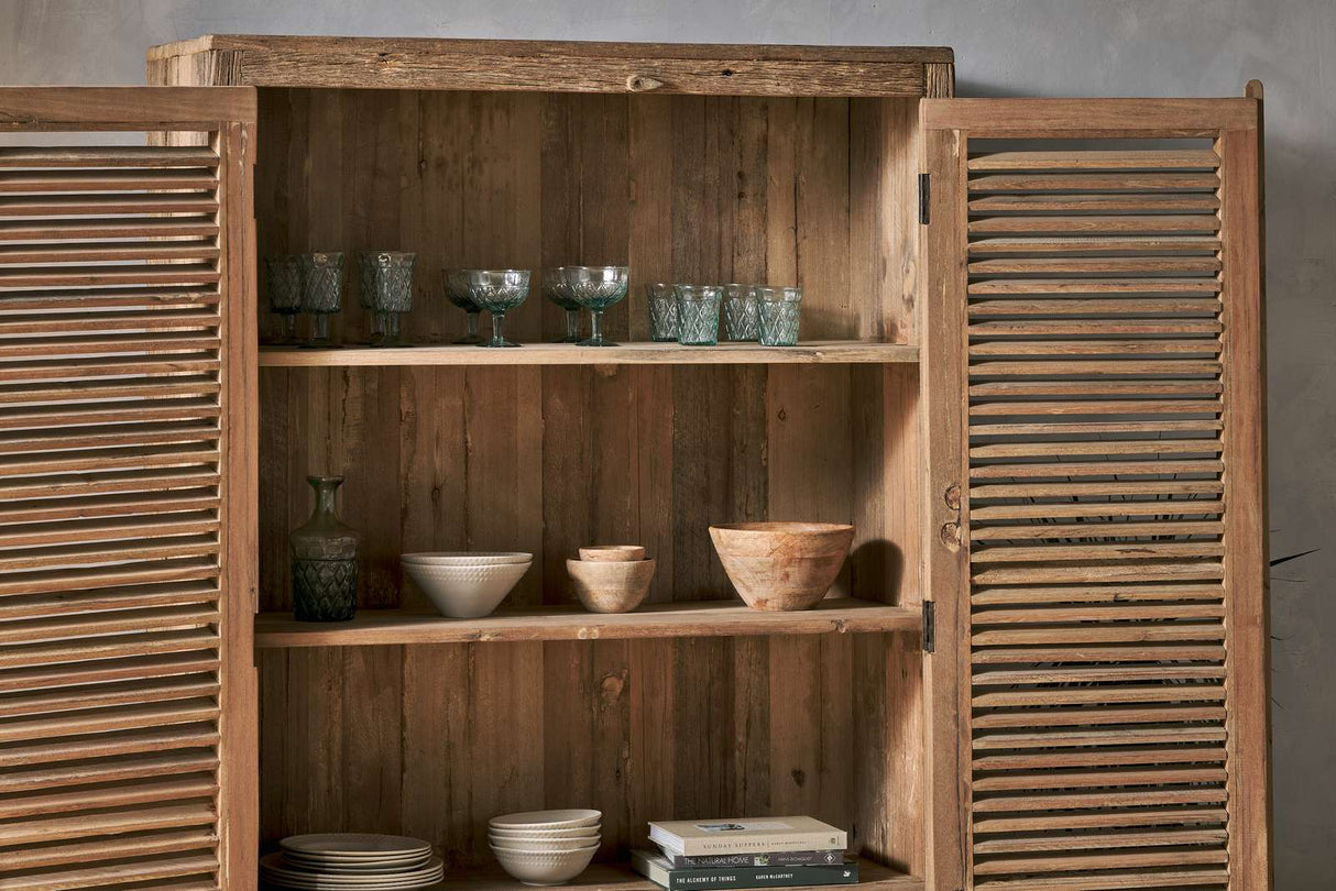 Nkuku Ibo Reclaimed Wooden Slatted Cabinet Natural Large