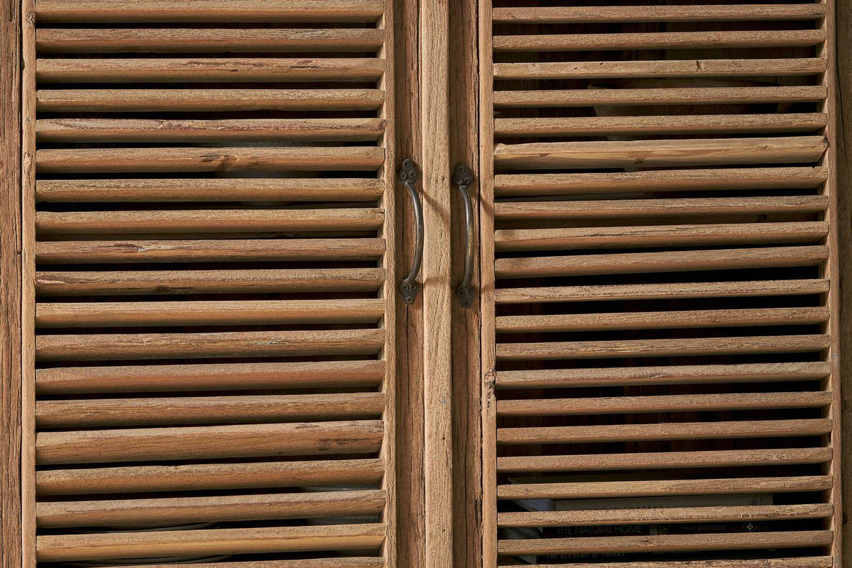 Nkuku Ibo Reclaimed Wooden Slatted Cabinet Natural Large