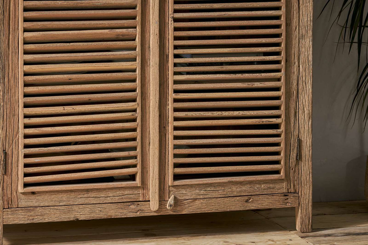 Nkuku Ibo Reclaimed Wooden Slatted Cabinet Natural Large