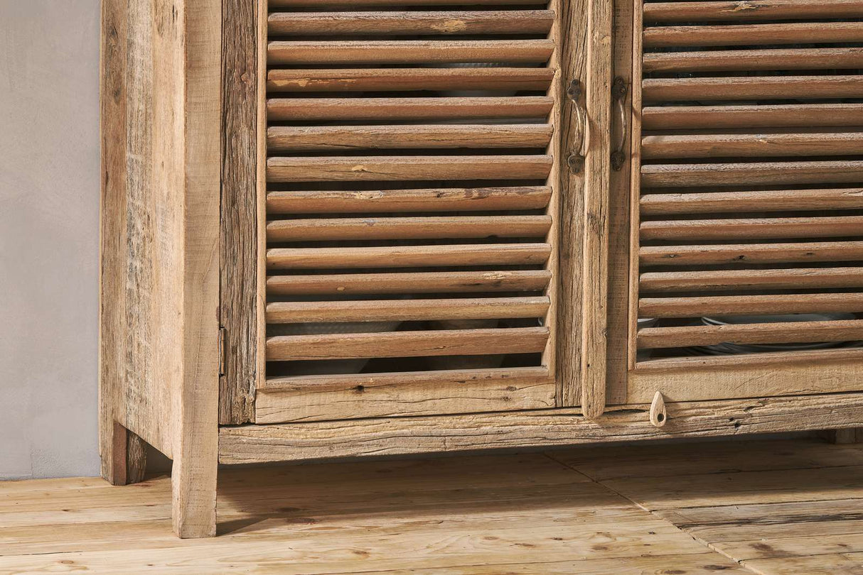 Nkuku Ibo Reclaimed Wooden Slatted Sideboard Natural