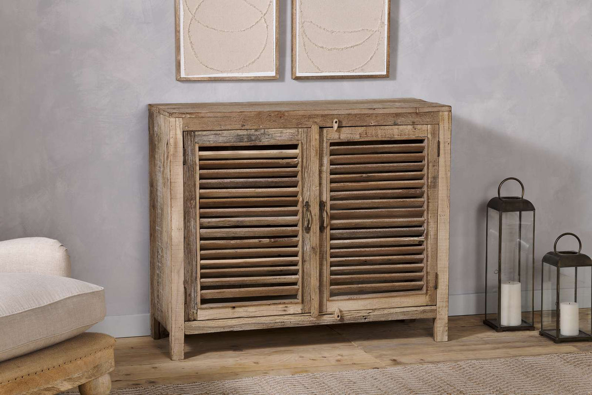 Nkuku Ibo Reclaimed Wooden Slatted Sideboard Natural