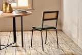 Nkuku Iswa Leather & Cane Dining Chair Green