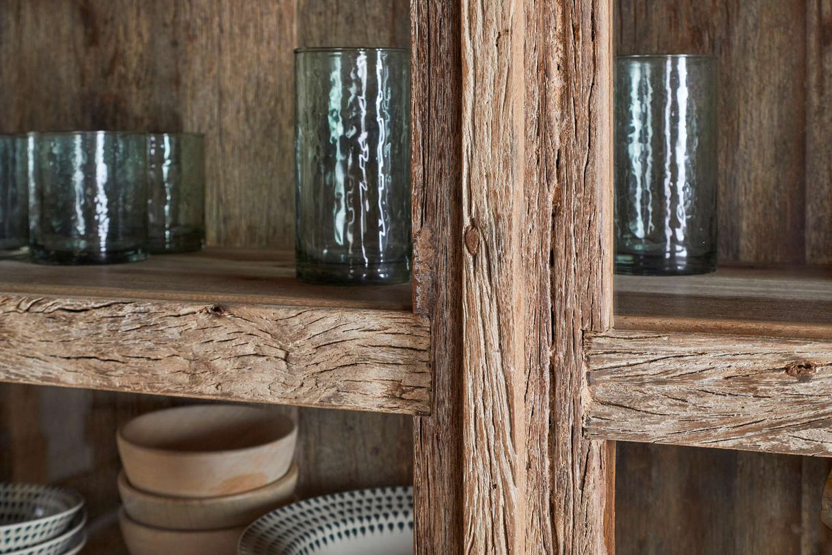 Nkuku Ibo Reclaimed Wood & Glass Cabinet Natural Wide