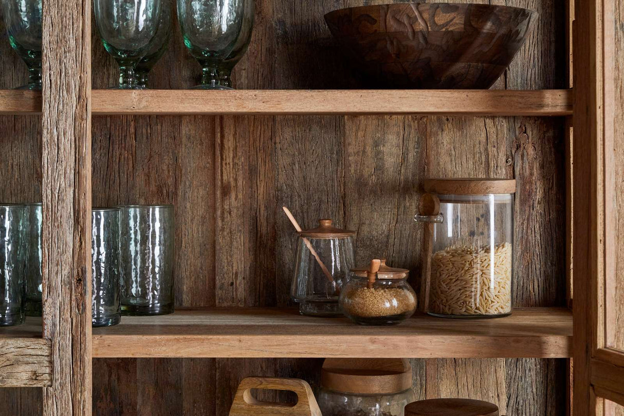 Nkuku Ibo Reclaimed Wood & Glass Cabinet Natural Wide