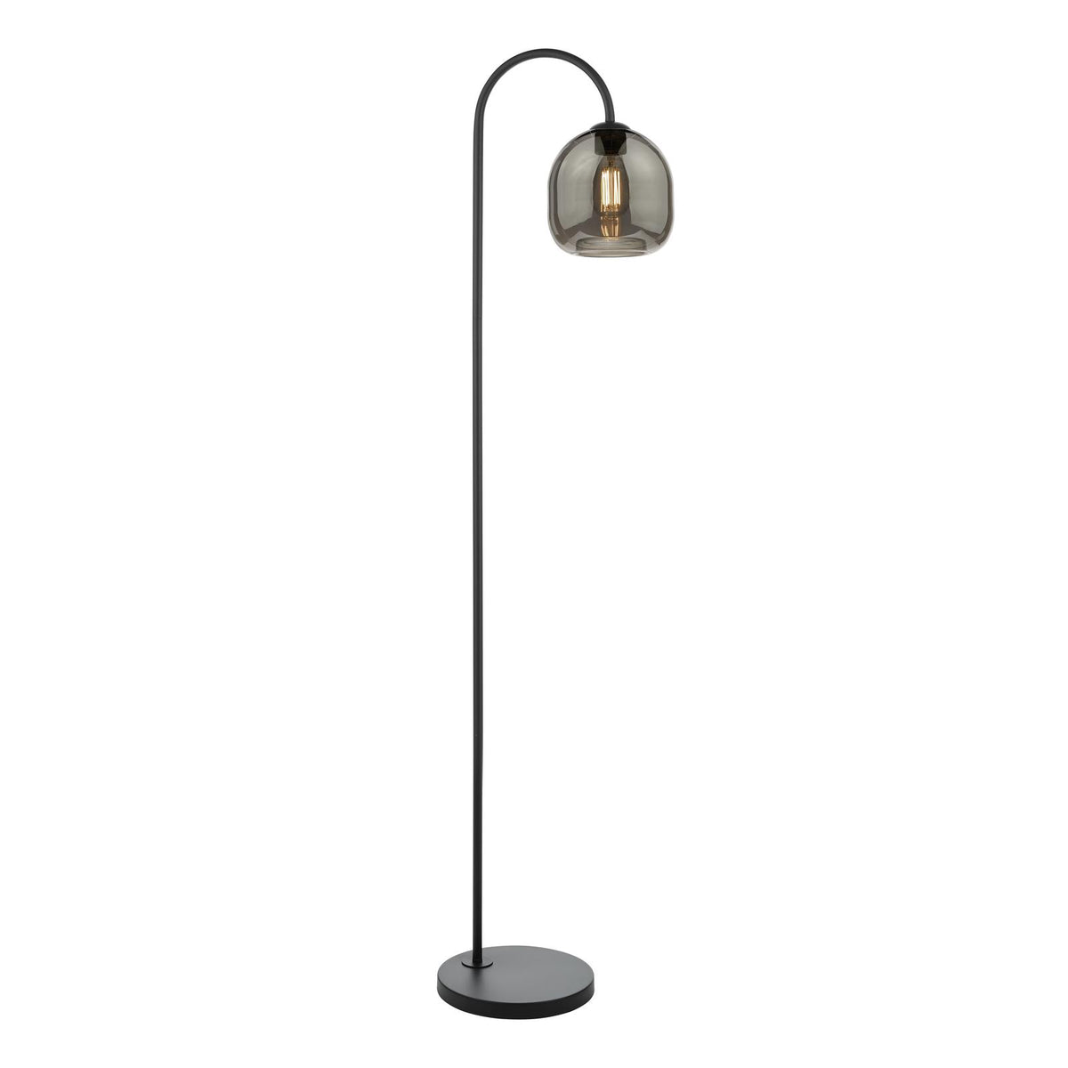 Dar Idra Floor Lamp Satin Black and Smoked Glass
