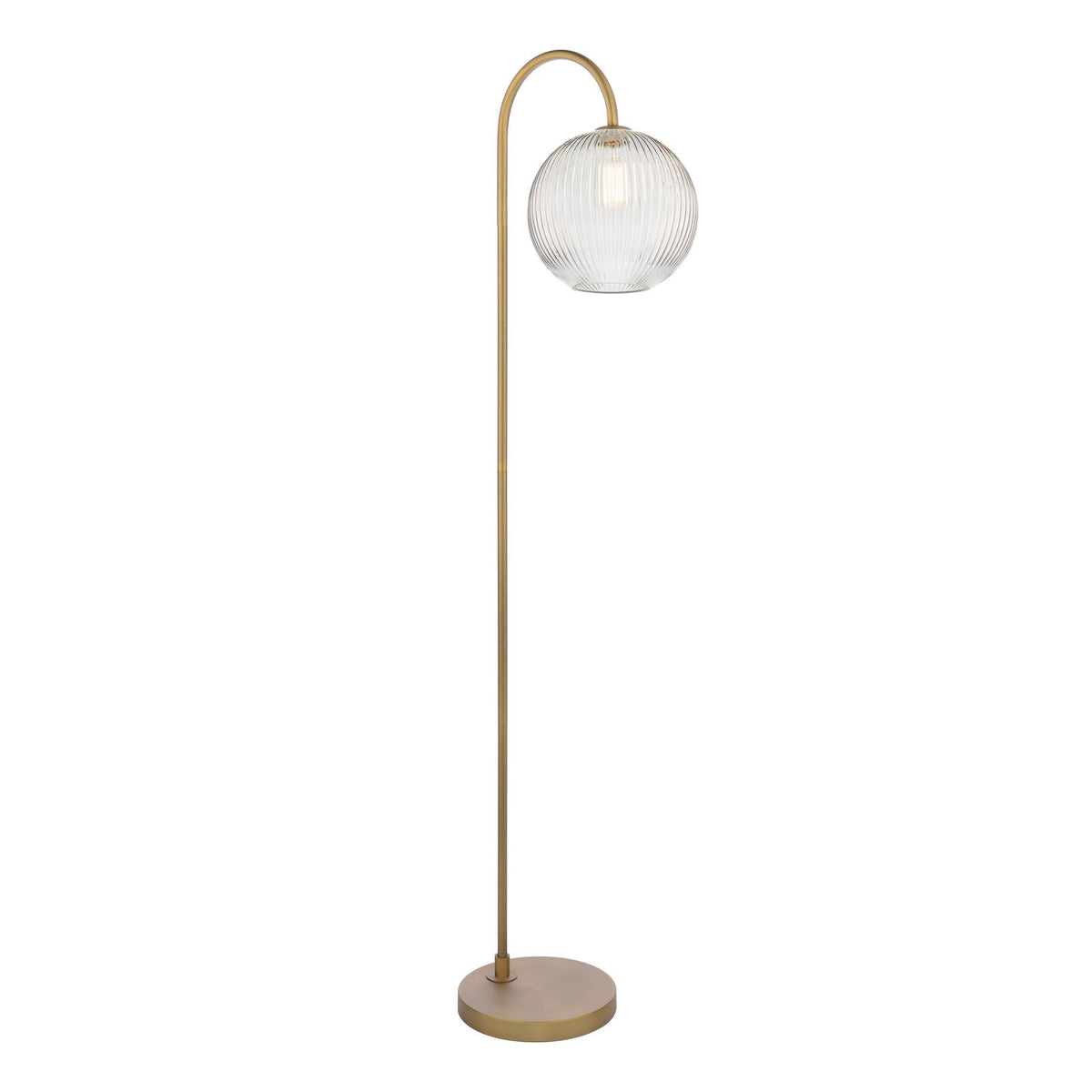 Dar Idra Floor Lamp Aged Bronze and Ribbed Globe Glass