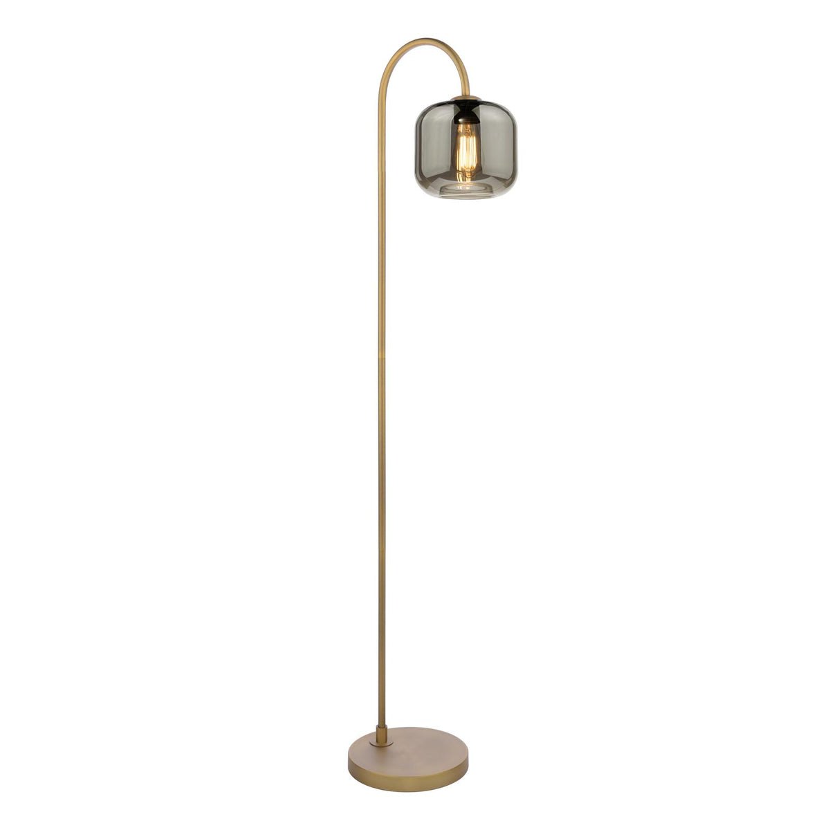 Dar Idra Floor Lamp Aged Bronze and Smoked Lozenge Glass