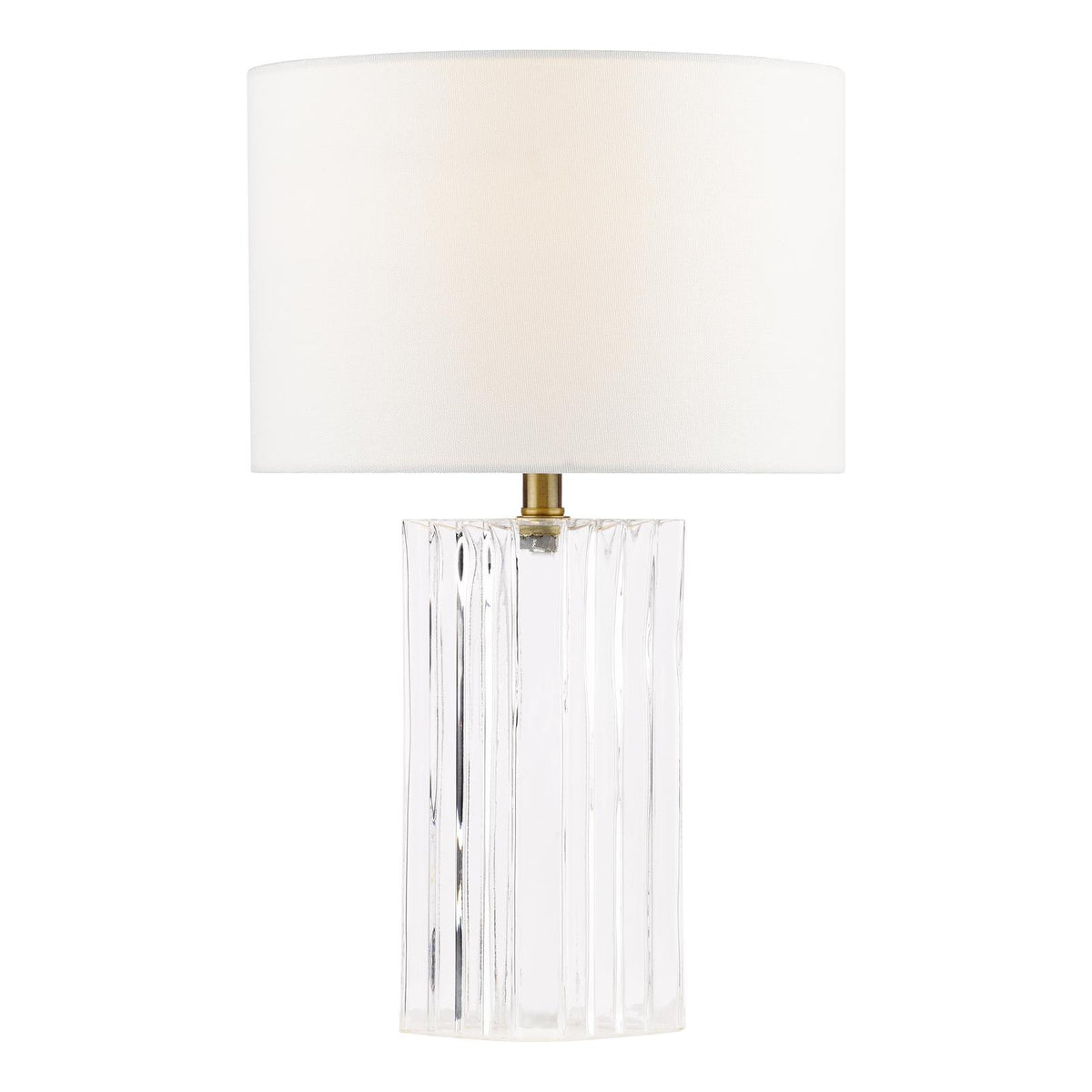 Dar Iggy Table Lamp Ribbed Glass and Antique Brass With Linen Shade