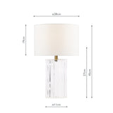 Dar Iggy Table Lamp Ribbed Glass and Antique Brass With Linen Shade
