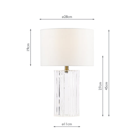 Dar Iggy Table Lamp Ribbed Glass and Antique Brass With Linen Shade