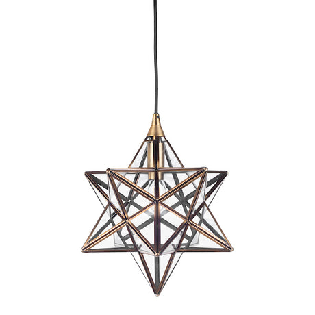 Dar Ilario Small Star Pendant Antique Brass & Glass –  from Amos Lighting + Home