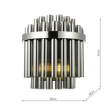 Dar Imani 2 Light Wall Light Polished Chrome and Smoked Ribbed Glass