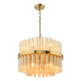 Dar Imani 12 Light Pendant Natural Brass and Champagne Ribbed Glass