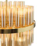 Dar Imani 12 Light Pendant Natural Brass and Champagne Ribbed Glass