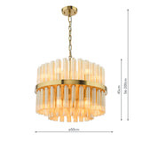 Dar Imani 12 Light Pendant Natural Brass and Champagne Ribbed Glass