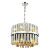 Dar Imani 12 Light Pendant Polished Chrome and Smoked Ribbed Glass