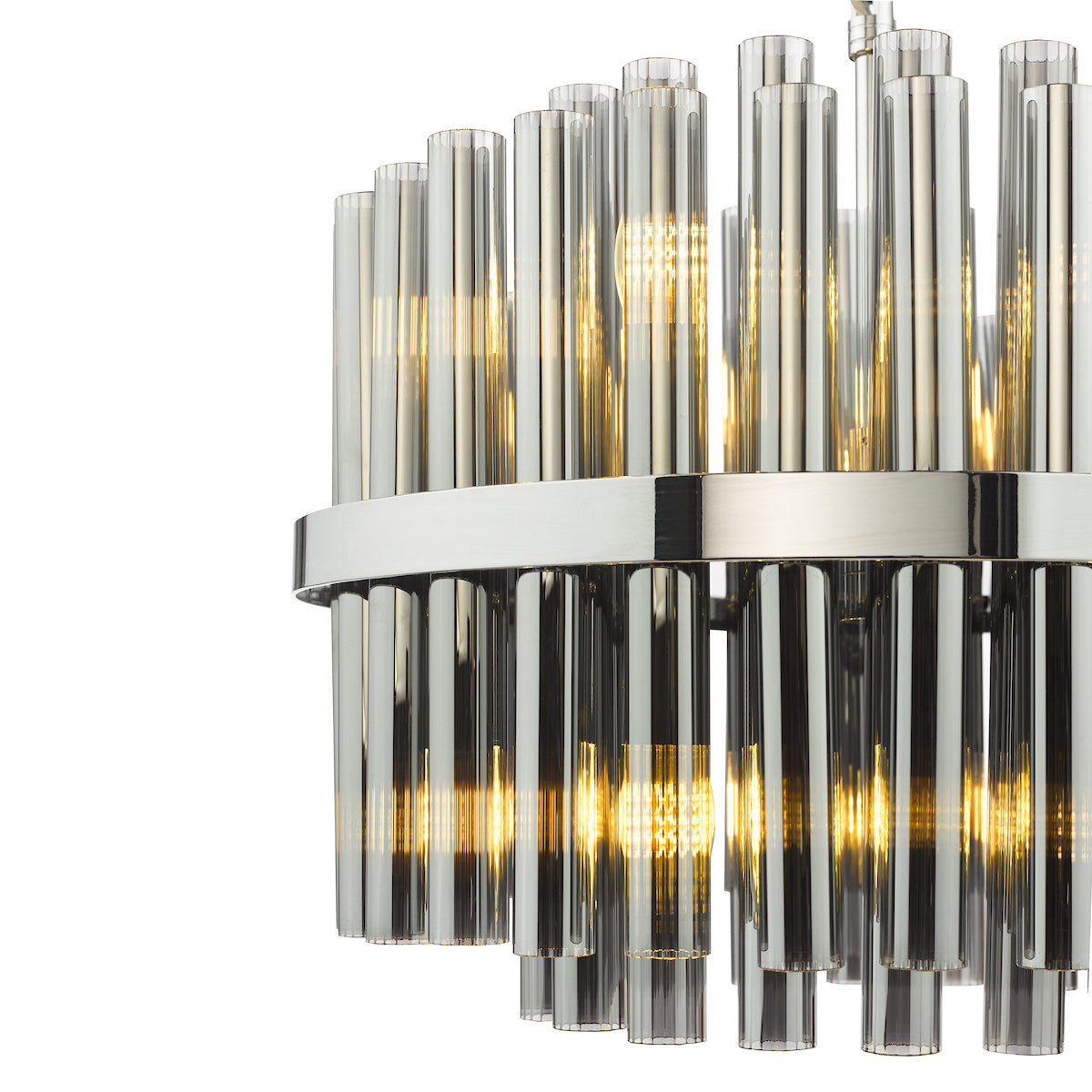 Dar Imani 12 Light Pendant Polished Chrome and Smoked Ribbed Glass