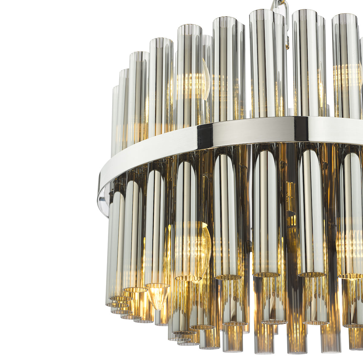 Dar Imani 12 Light Pendant Polished Chrome and Smoked Ribbed Glass