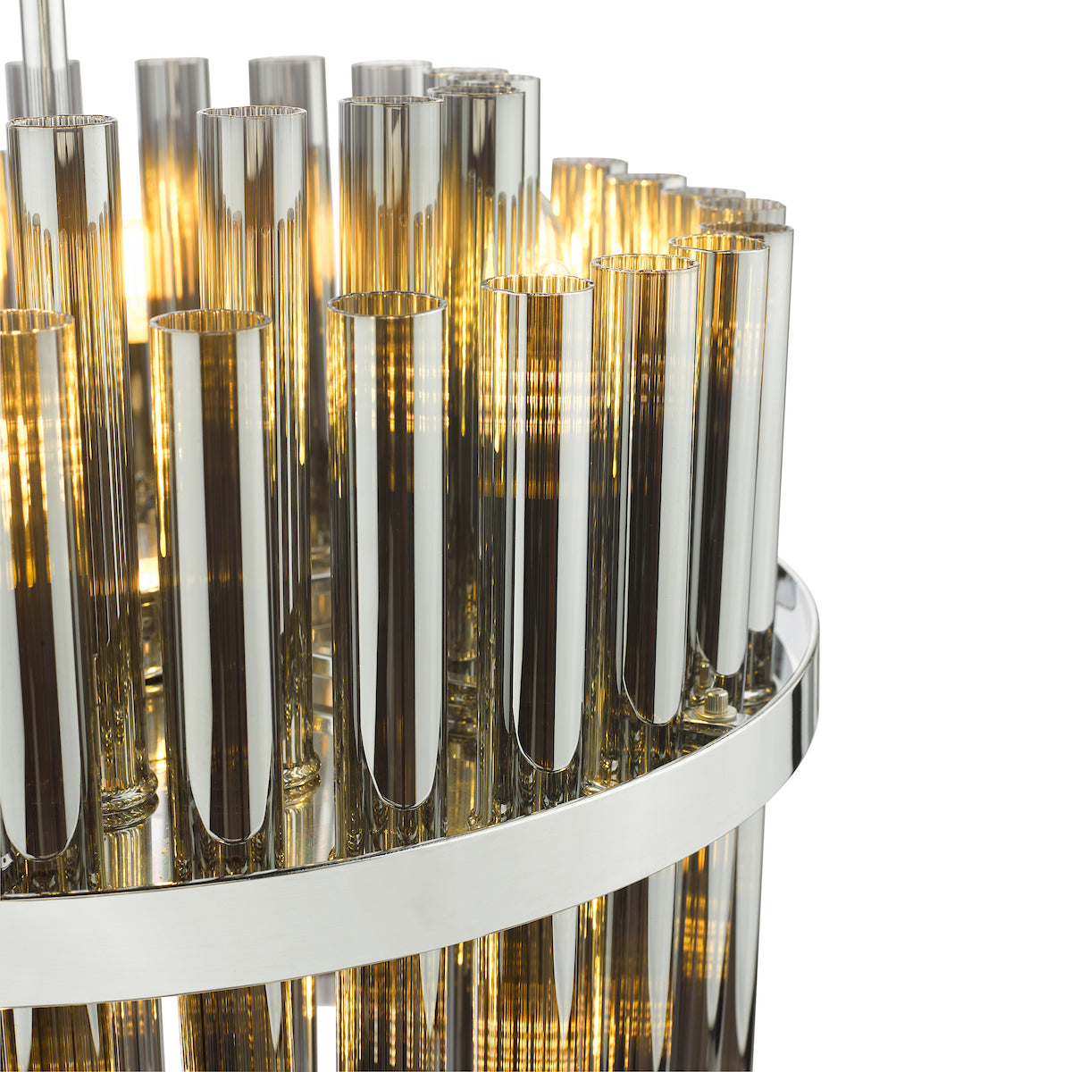 Dar Imani 12 Light Pendant Polished Chrome and Smoked Ribbed Glass