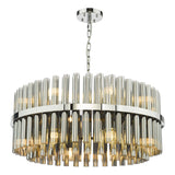 Dar Imani 16 Light Pendant Polished Chrome and Smoked Ribbed Glass