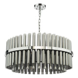 Dar Imani 16 Light Pendant Polished Chrome and Smoked Ribbed Glass