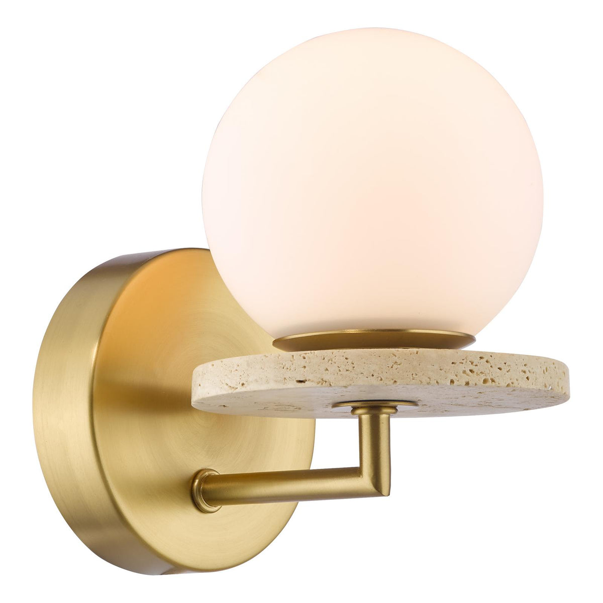 Dar Inaya Wall Light Natural Brass and Travertine