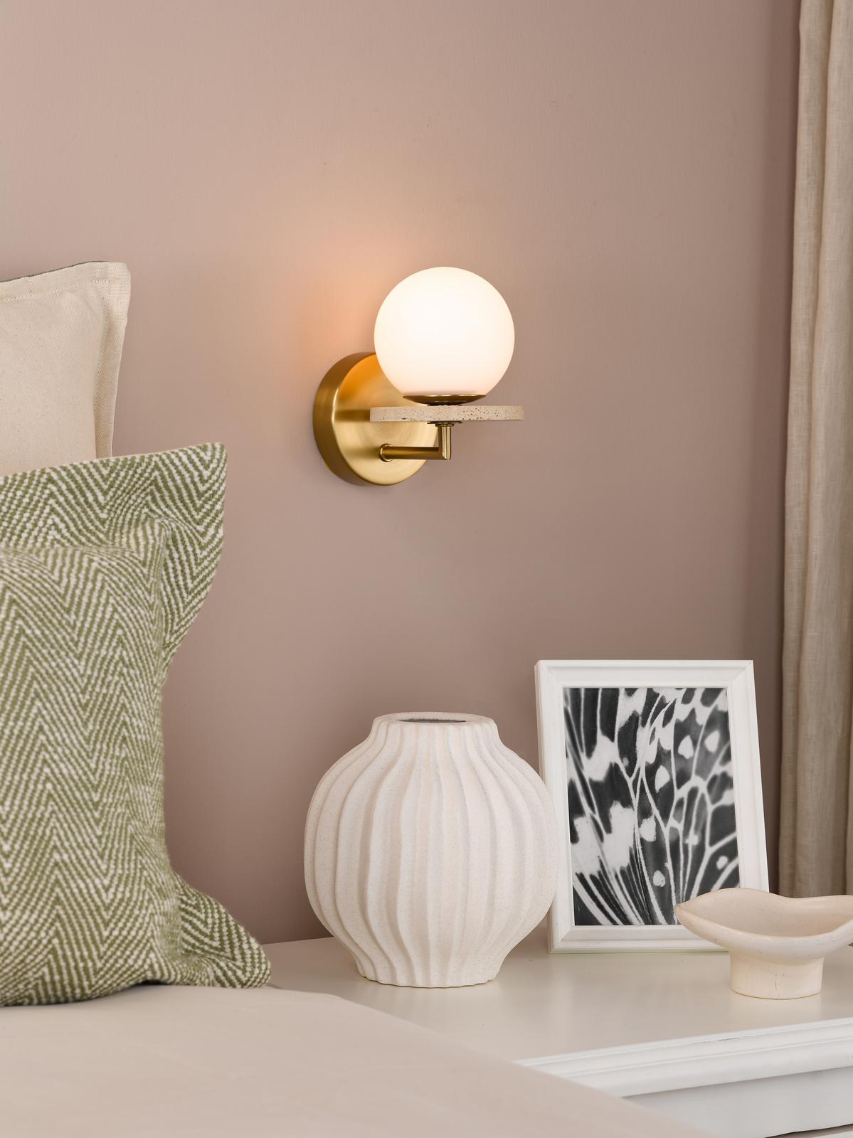 Dar Inaya Wall Light Natural Brass and Travertine