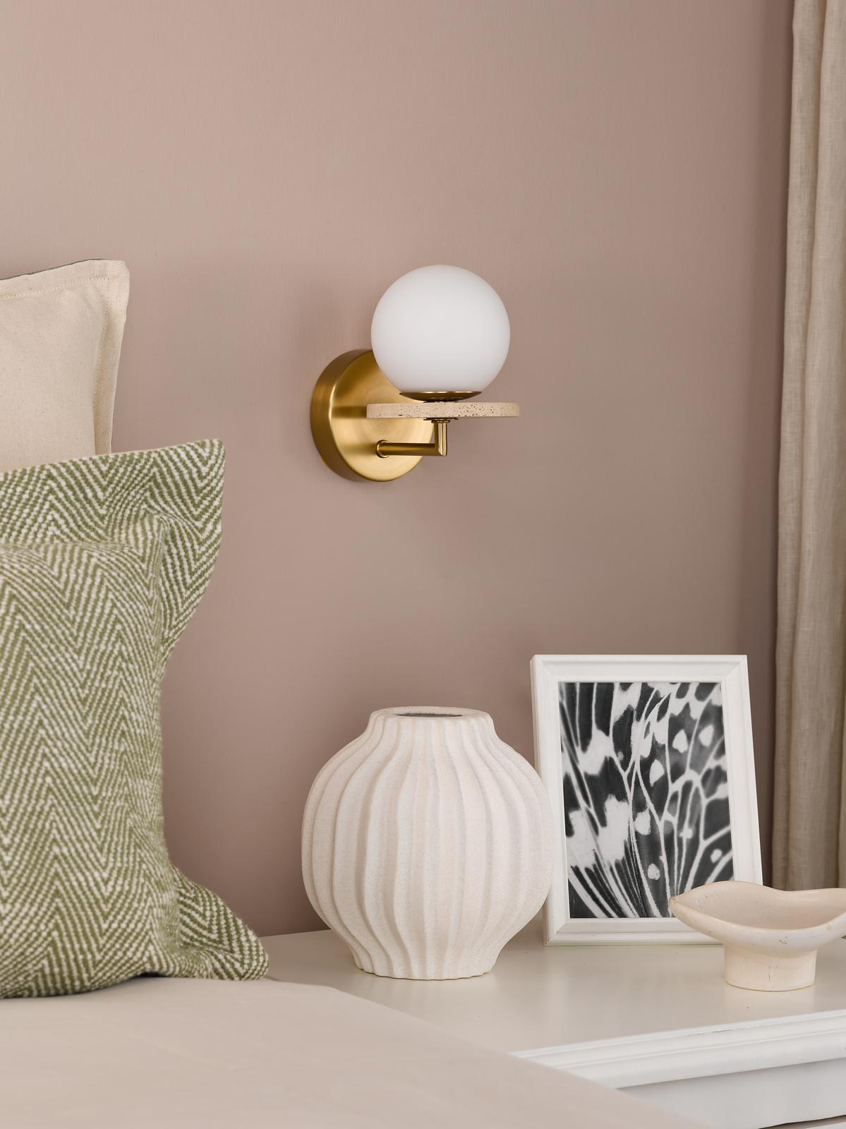 Dar Inaya Wall Light Natural Brass and Travertine
